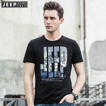 吉普（JEEP） 短袖 男士T恤 黑色  1108 