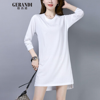 格冉迪（GERANDI） 3D，腰帶，前短后長(zhǎng) 短袖 T恤 女 圓領(lǐng)