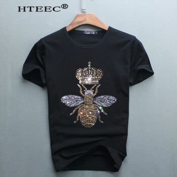 hteec 短袖 男士T恤 黑色-小蜜蜂 