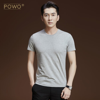 POWO 短袖 男士T恤 中灰色 