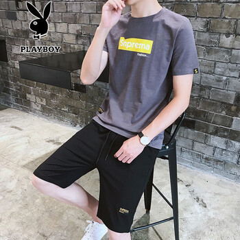 花花公子（PLAYBOY PHYSICAL） 短袖 男士T恤 6261深灰色 