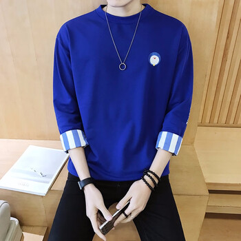 正貂（zhengdiao） 長袖 男士T恤 W618-藍(lán)色 