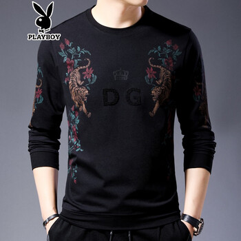 花花公子（PLAYBOY） 長(cháng)袖 男士T恤 紅色 紅色 TT8683 春秋薄款 