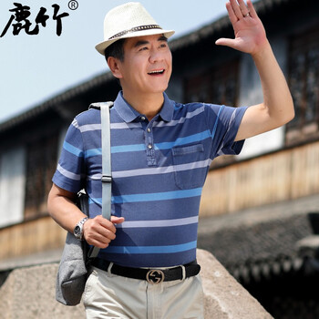 鹿竹 短袖 男士T恤 中藍(lán) 
