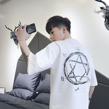 范衣于簡(jiǎn) 七分袖 男士T恤 WL六角星白色 