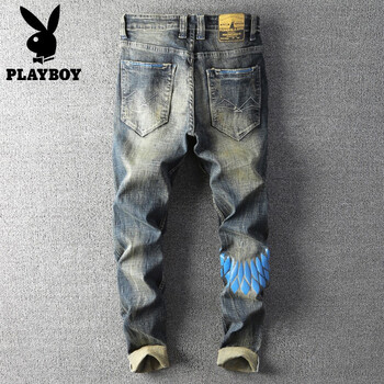 花花公子（PLAYBOY ESTABLISHED 1953） 小腳褲 復古風(fēng) 男士牛仔褲