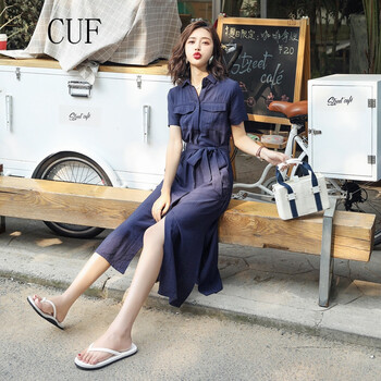 CUF 純色 不規(guī)則 連衣裙