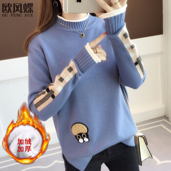 印花半高領(lǐng)毛衣女