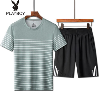 花花公子（PLAYBOY ESTABLISHED 1953） 短袖 男士T恤 19111淺灰色 