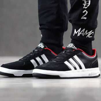 阿迪達(dá)斯（Adidas）籃球鞋黑底紅邊白標(biāo)B28121 