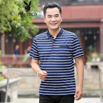 花花公子（PLAYBOY） 短袖 男士T恤 寶藍(lán)色 