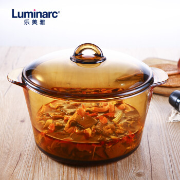 乐美雅（Luminarc）琥珀锅 法国进口玻璃锅透明锅带盖 炖锅汤煲焖煮炒锅具 5L L7535