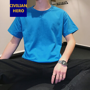 Civilian Hero 短袖 男士T恤 湖藍(lán)色 S，XL，L，XXXL，XXL，M