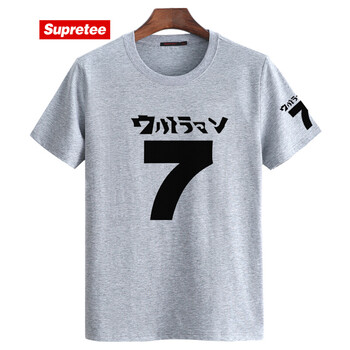 supretee 短袖 男士T恤 灰衣黑圖 
