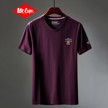 Lee Cooper 短袖 男士T恤 酒紅 