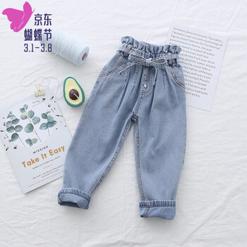 女童牛仔褲蝴蝶結(jié)