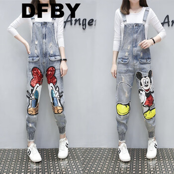 DFBY 自然腰 背帶褲 女 九分褲 牛仔褲