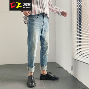 潮寨（CHAOZHAI） 修身褲  男士牛仔褲