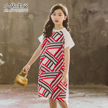 條紋母女連衣裙