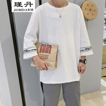 瑾丹（JOMDARM） 七分袖 男士T恤 白色 