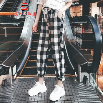 黑白格子女褲九分
