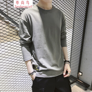尊尚鳥（ZunshangniaO） 長袖 男士T恤 軍綠色 XL，L，XXL，M，XXXL