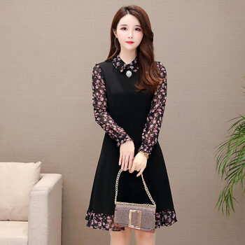 敘道（XuDao） 碎花，純色 荷葉邊，金屬裝飾，立體裁剪，紗網(wǎng)，立體裝飾 連衣裙