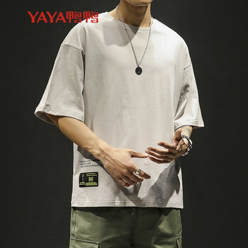 鴨鴨（YAYA） 短袖 男士T恤 淺灰色 
