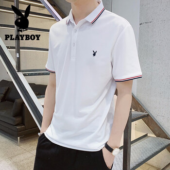花花公子（PLAYBOY） 短袖 男士T恤 19062白色 