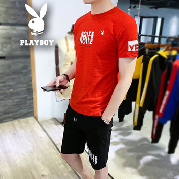 花花公子（PLAYBOY PHYSICAL） 短袖 男士T恤 紅色CY115 