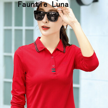 Fauntie Luna 繡花，貼布 短袖 T恤 女 POLO領(lǐng)