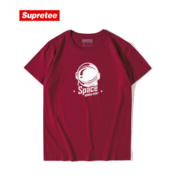 supretee 短袖 男士T恤 深紅色 