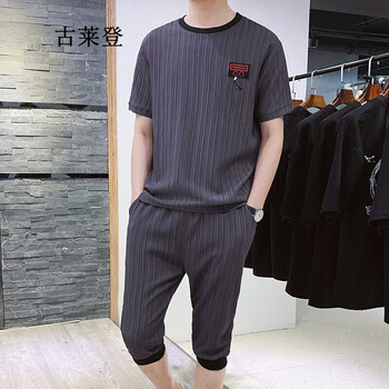 古萊登（GODLIKE） 短袖 男士T恤 灰色五分褲套裝 