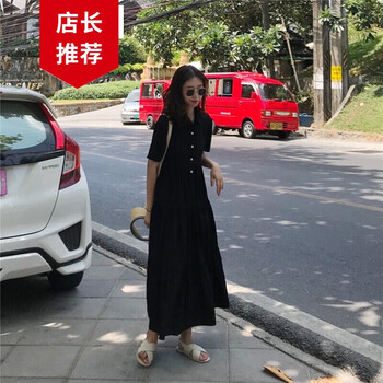 黑色森女系裙