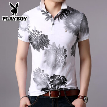 花花公子（PLAYBOY ESTABLISHED 1953） 短袖 男士T恤 6766白色 