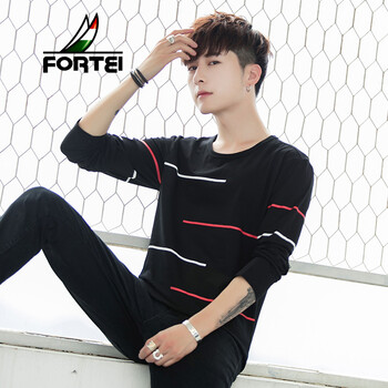 富鋌（FORTEI） 長(zhǎng)袖 男士T恤 黑色 XL，L，XXXL，M，XXL