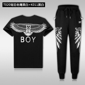 PW&BOY 短袖 男士T恤 T020背后老鷹黑白+K011黑白 