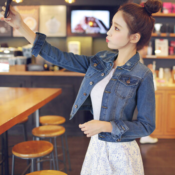 短款牛仔棉服女