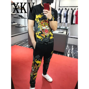 XKV 短袖 男士T恤 黑色虎頭 