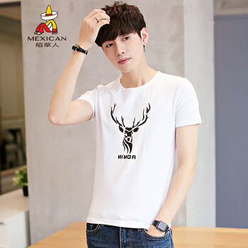 稻草人（MEXICAN） 短袖 男士T恤 白色小鹿 