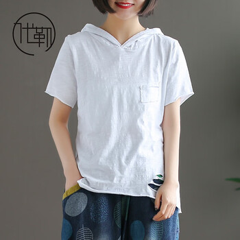 代勒（DAILE） 破洞 短袖 T恤 女 連帽