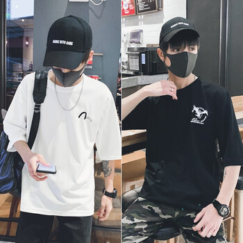 簡(jiǎn)男 七分袖 男士T恤 （2件裝）-小M白+小鷹黑 