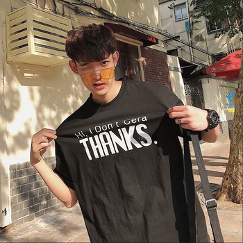 其他品牌 短袖 男士T恤 thnk黑色短T 