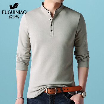 富貴鳥(niǎo)（FUGUINIAO） 長(zhǎng)袖 男士T恤 卡其長(zhǎng)袖 