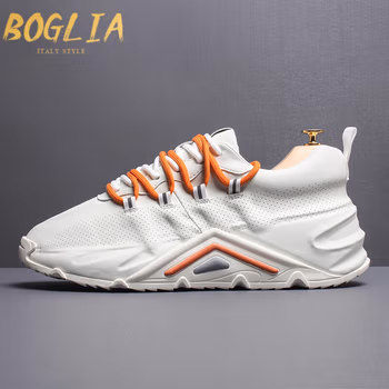 伯格利亚（BOGLIA）品牌老爹鞋男2022新款透气运动休闲鞋百搭厚底增高鞋小白鞋 时尚白 【款式升级】 41