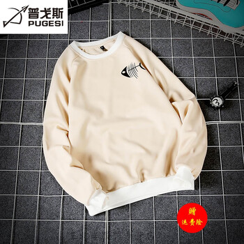 普戈斯（PUGESI） 長(cháng)袖 男士T恤 卡其色 XL，4XL，5XL，L，M