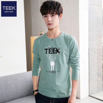 TEEK 長袖 男士T恤 C575綠色 