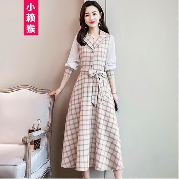 小賴猴（XIAOLAIHOU） 格子 格子，立體裁剪 連衣裙