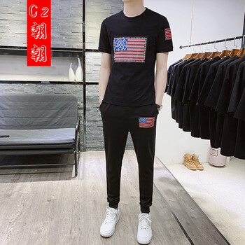 C2潮朝(C2 chao chao) 短袖 男士T恤 T24黑色 