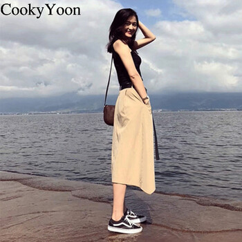 CookyYoon 純色 口袋，拼接，開衩，不規(guī)則，綁帶，褶皺，飄帶 連衣裙